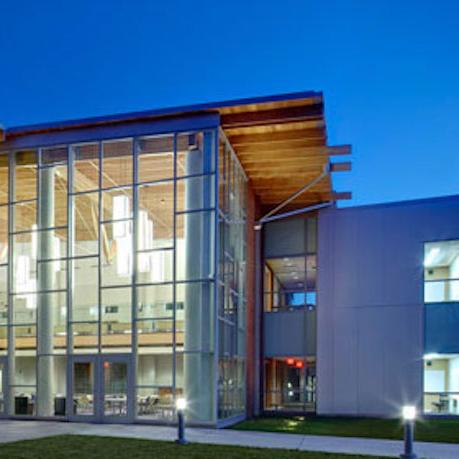 nighttime photo of the franciscan center