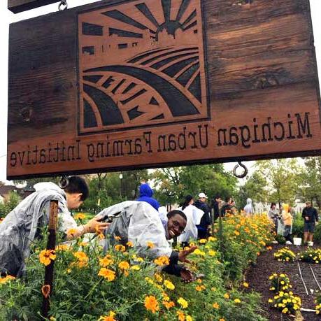 student farming at Michigan Urban Farming Initiative